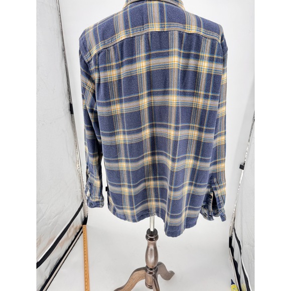 Patagonia Men's Organic Cotton Plaid Flannel Shirt XL Blue Yellow Workwear - Picture 4 of 13